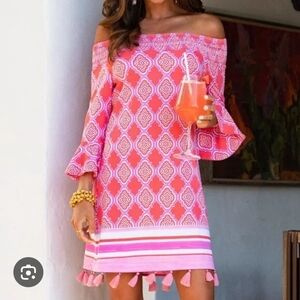 Pink Off-Shoulder Dress - Cabana Life,  50+ UV Protection